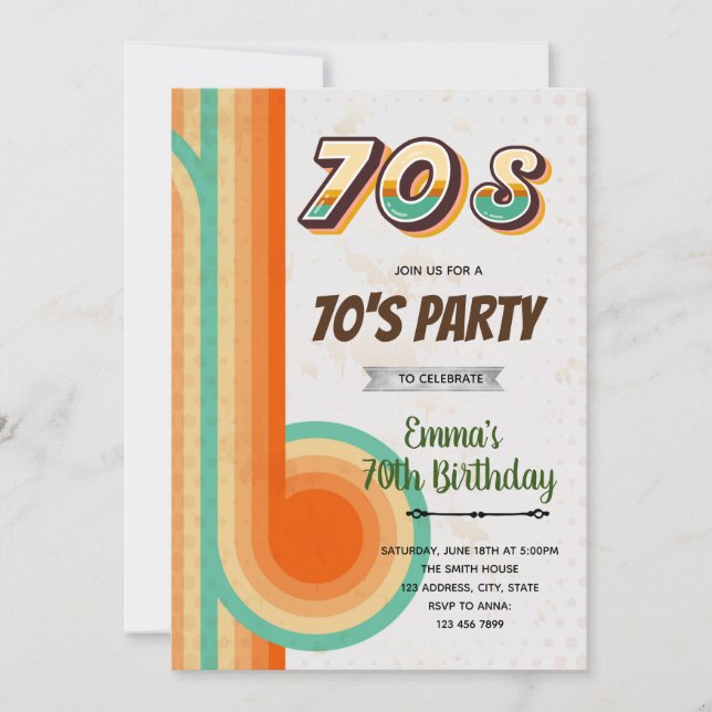 Retro 70s birthday theme Invitation (Front)