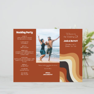 Retro 70s Bohemian Budget Tri-Fold Wedding Program