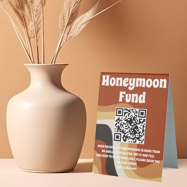 Retro 70s Bohemian Wedding QR Code Honeymoon Fund (Creator Uploaded)