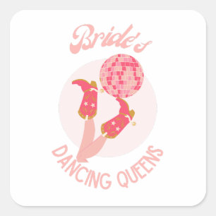 Retro 70s Bride’s Dancing Queens Bachelorette  Square Sticker