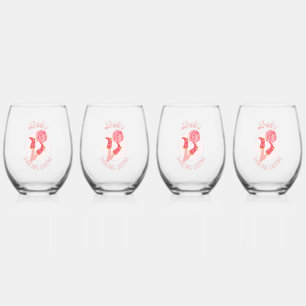 Retro 70s Bride’s Dancing Queens Bachelorette Stemless Wine Glass