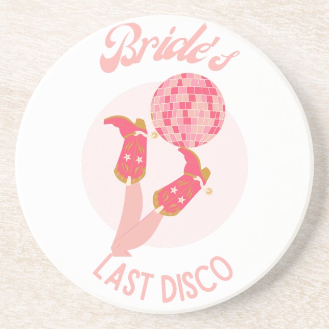 Retro 70s Bride’s Last Disco Bachelorette Party Coaster (Front)