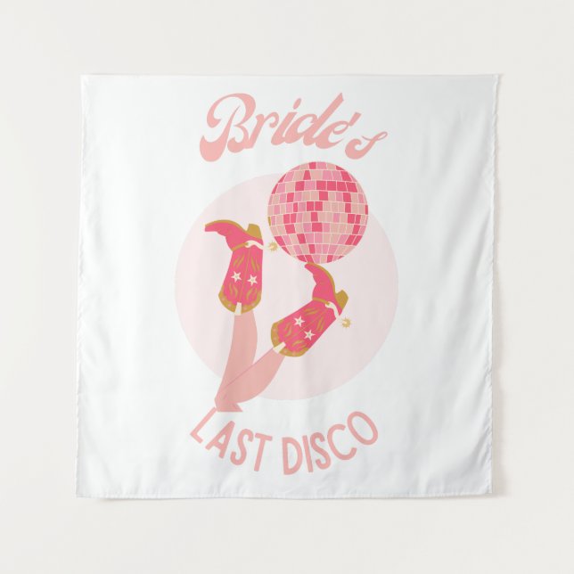 Retro 70s Bride’s Last Disco Bachelorette Party Tapestry (Front)