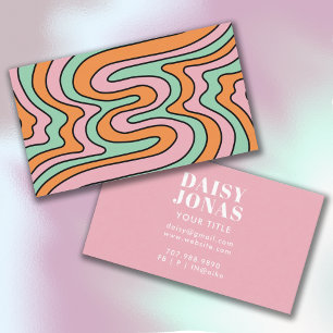 Retro 70's Business Card Abstract Pink