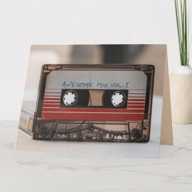 RETRO 70s CASSETTE TAPE BIRTHDAY GREETING CARDS (Front)