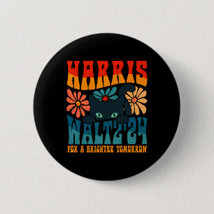 Retro 70s Cat Lady Harris Wheimer 2024 For A Brigh 6 Cm Round Badge