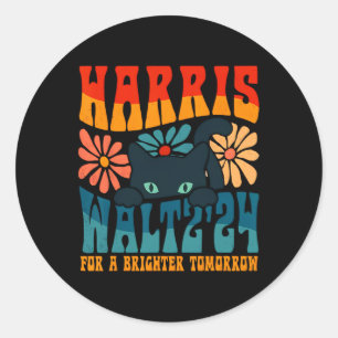 Retro 70s Cat Lady Harris Wheimer 2024 For A Brigh Classic Round Sticker