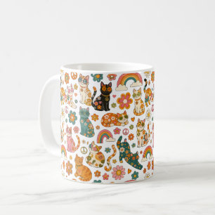 Retro 70s Cats Mug, Groovy Cat Coffee Mug, Mug