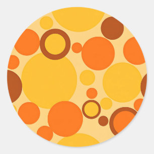 Retro 70s Circle Pattern in Orange Brown  Classic Round Sticker