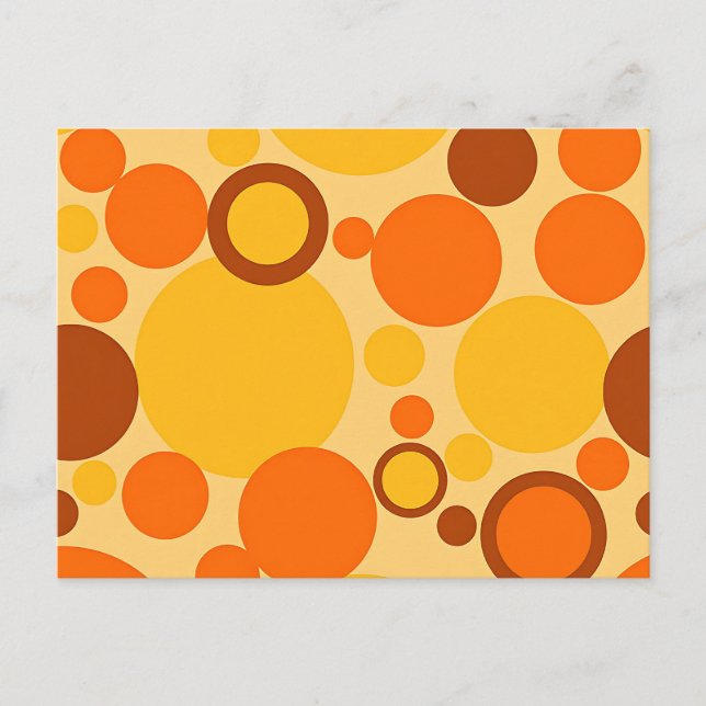 Retro 70s Circle Pattern in Orange Brown  Postcard (Front)