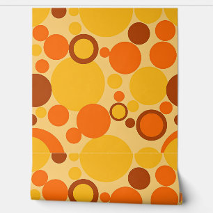 Retro 70s Circle Pattern in Orange Brown  Wallpaper