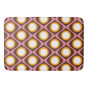 Retro 70s circular wavy pattern bath mat