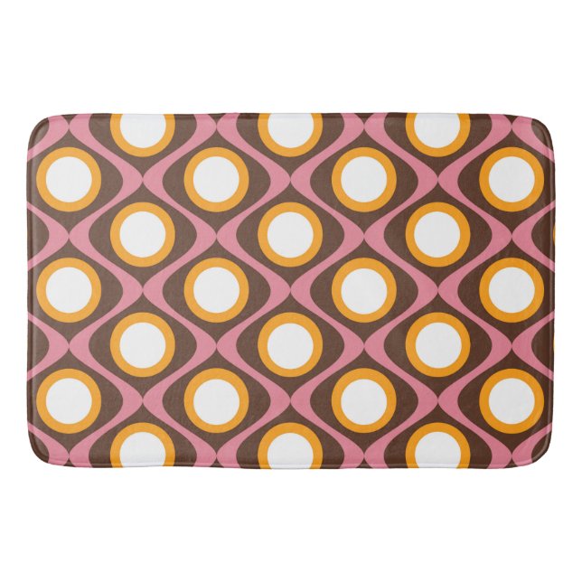 Retro 70s circular wavy pattern  bath mat (Front)