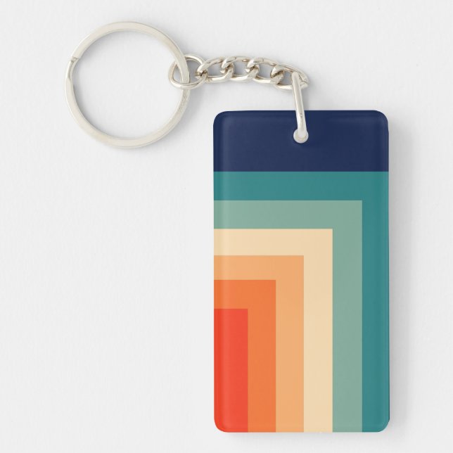 Retro 70s Colour Palette Tapestry Key Ring (Front)
