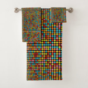 Retro 70s Colourful Op Art Circles Bath Towel Set