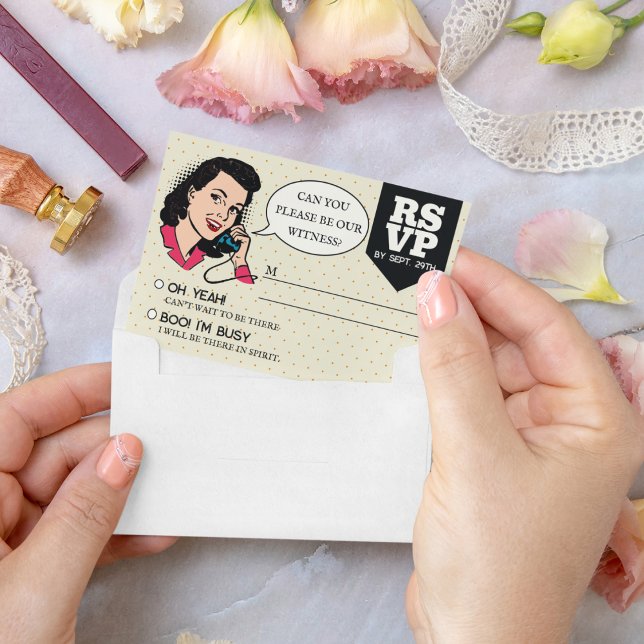 Retro 70's Comic Book Pop Art Fun Wedding   RSVP Card (Creator Uploaded)