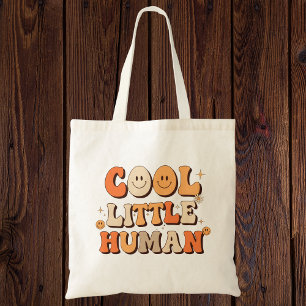 Retro 70s "Cool Little Human" Smiling Face Groovy Tote Bag