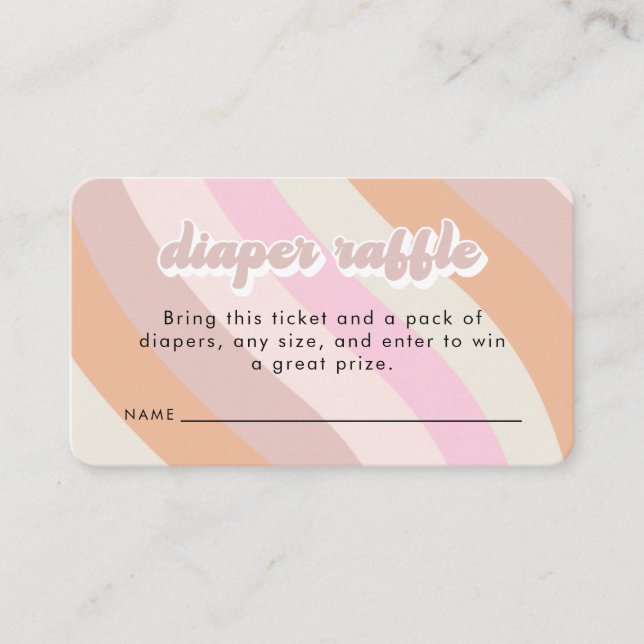 Retro 70s Diaper Raffle Shower Enclosure Card (Front)