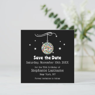 Retro 70s Disco 70th Birthday Party Save The Date