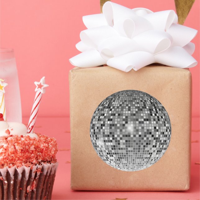 Retro 70s Disco Ball - Classic Round Sticker (Party)