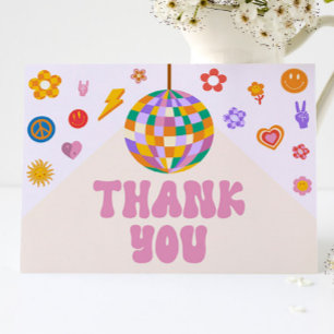 Retro 70's Disco Ball Groovy Baby Baby Shower Thank You Card