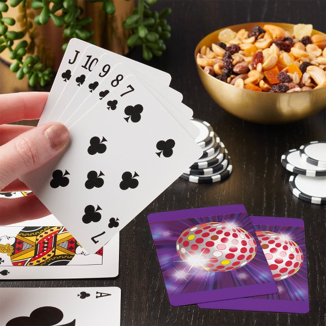 Retro 70s Disco Ball Vibrant Red Playing Cards (Creator Uploaded)