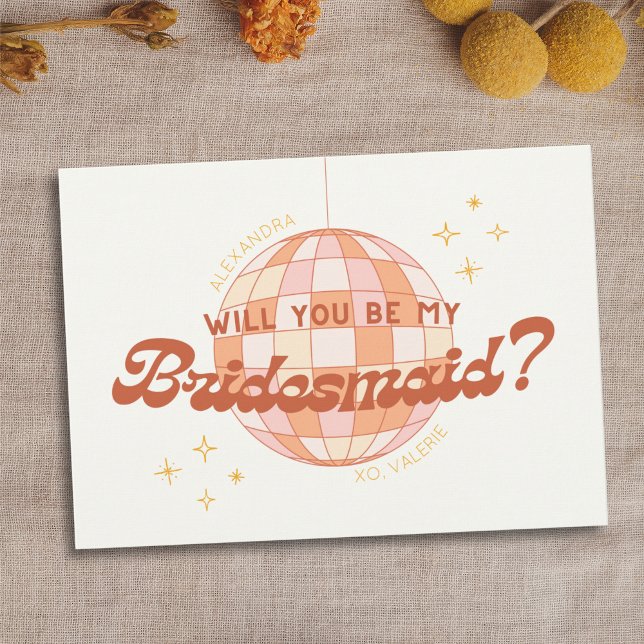 Retro 70s Disco Custom Bridesmaid Proposal Card (Creator Uploaded)