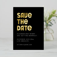 Retro 70s Disco Font Unique Wedding Black Gold