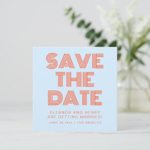 Retro 70s Disco Typography Cool Blue Orange Save The Date