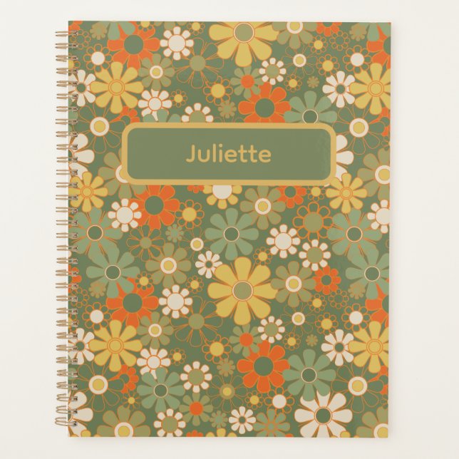 Retro 70s Floral Boho Pattern Planner (Front)