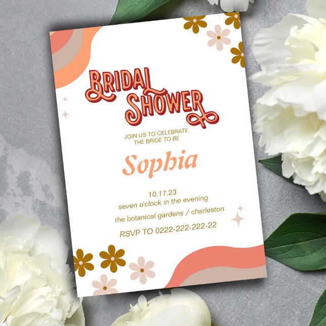 retro  70S floral  BRIDAL SHOWER  Invitation (Creator Uploaded)