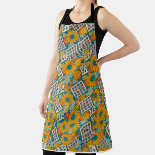 Retro 70s Floral Patchwork Pattern Apron