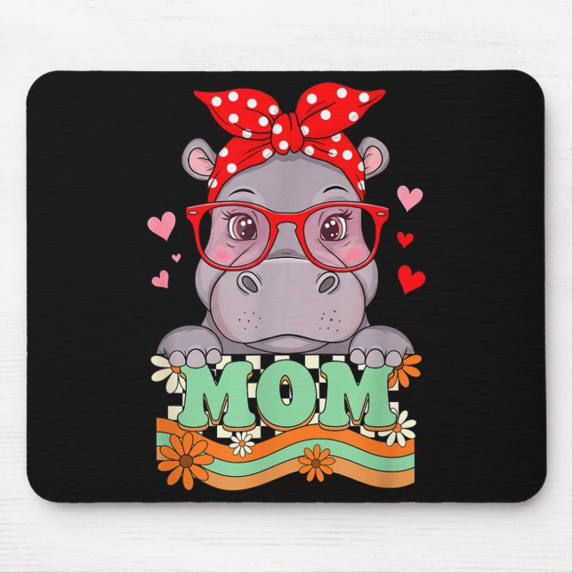 Retro 70s Flower Hip Mom Mama Grandma Mother's Day Mouse Pad (Front)