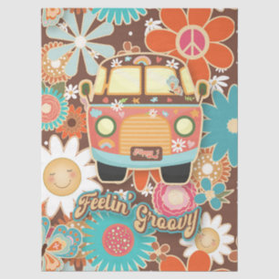 Retro 70s Fun Funky Colourful Hippy Van Peace Sign Tissue Paper