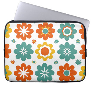 Retro 70s Geometric Flower Power Boho Laptop Sleeve