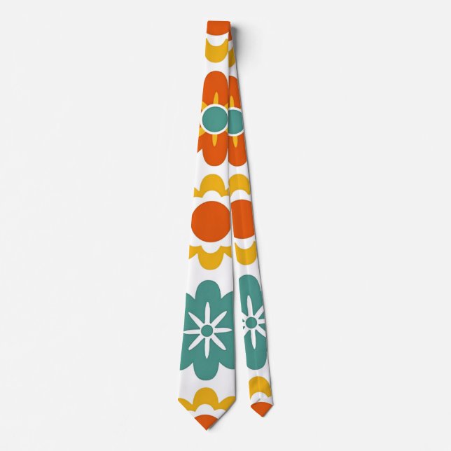 Retro 70s Geometric Flower Power Boho Tie (Front)