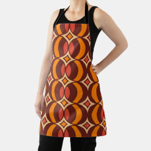 Retro 70s Geometric Globe Pattern Autumn Apron