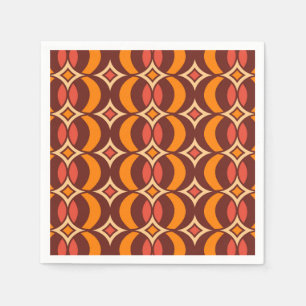 Retro 70s Geometric Globe Pattern Autumn Napkin