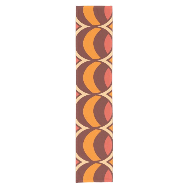 Retro 70s Geometric Globe Pattern Autumn Short Table Runner (Front)