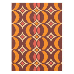 Retro 70s Geometric Globe Pattern Autumn Tablecloth