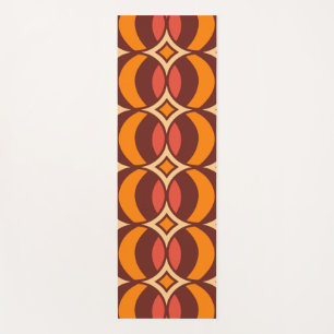 Retro 70s Geometric Globe Pattern Autumn Yoga Mat