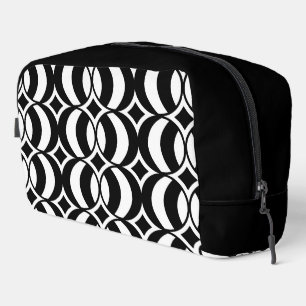 Retro 70s Geometric Globe Pattern Black & White Dopp Kit
