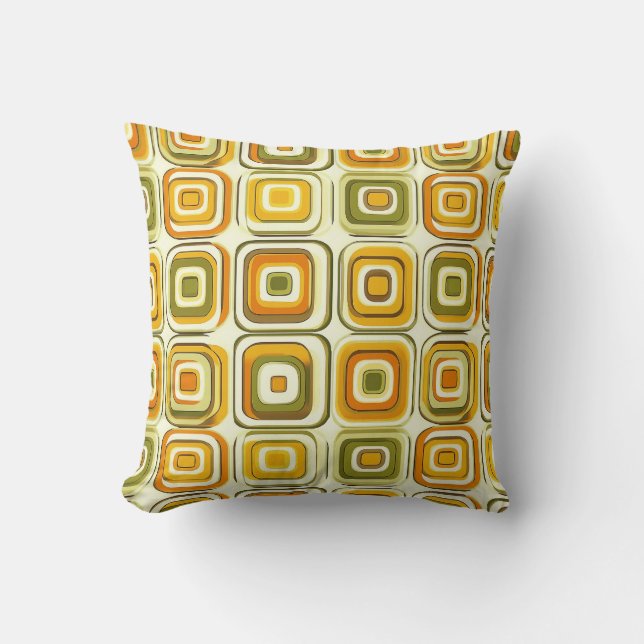 Retro 70s Geometric Pattern in Warm Tones Cushion (Front)