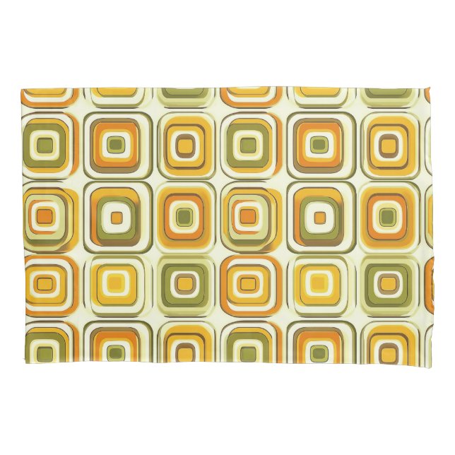 Retro 70s Geometric Pattern in Warm Tones Pillowcase (Front)