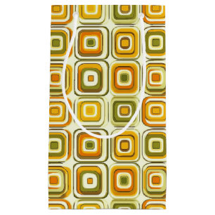 Retro 70s Geometric Pattern in Warm Tones Small Gift Bag