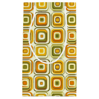 Retro 70s Geometric Pattern in Warm Tones Small Gift Bag