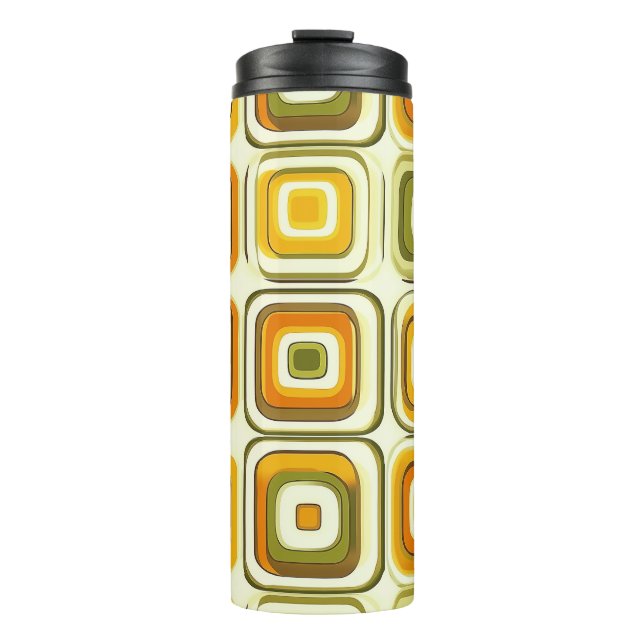 Retro 70s Geometric Pattern in Warm Tones Thermal Tumbler (Front)