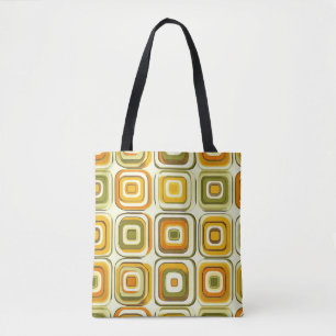 Retro 70s Geometric Pattern in Warm Tones Tote Bag