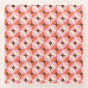 Retro 70s geometric seamless pattern. glass coaster