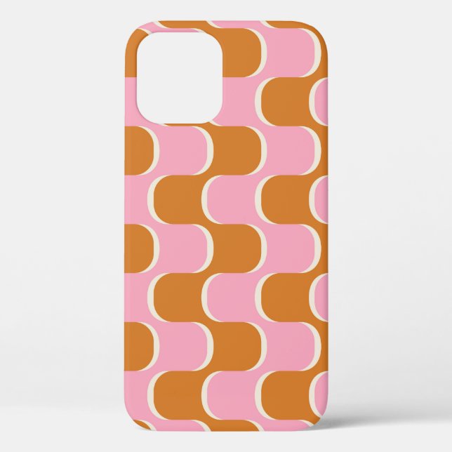 Retro 70s: Gold-Pink Wavy Pattern. Case-Mate iPhone Case (Back)